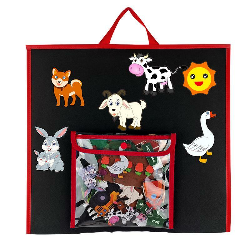 Foldable Felt Board Stories Set Montessori Farm Insect Animal Family Interactive Preschool Early Learning Toddler Toys For Child