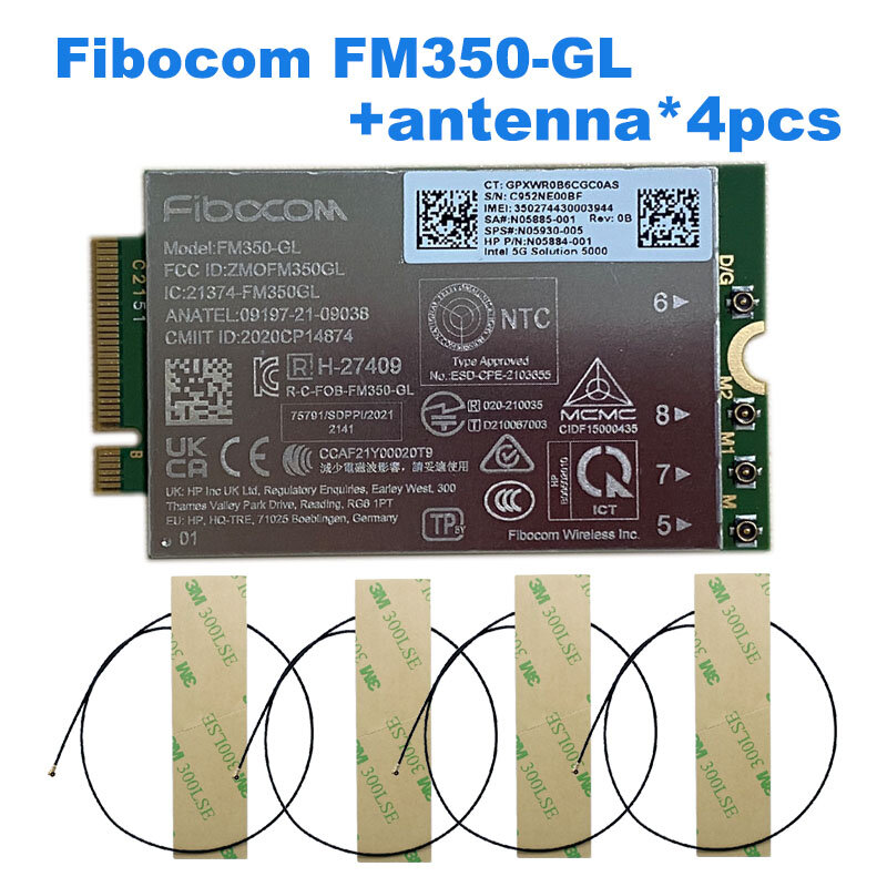 Fibocom FM350-GL 5G M.2 модуль для ноутбука HP X360 830 840 850 G7 5G LTE WCDMA 4x4 MIMO GNSS модуль