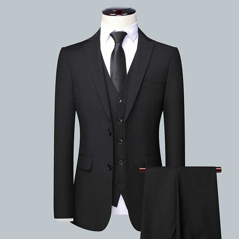 Traje de P-8 de tres piezas para hombre, traje formal de negocios completo, estilo coreano, ajustado, para novio y padrino de boda