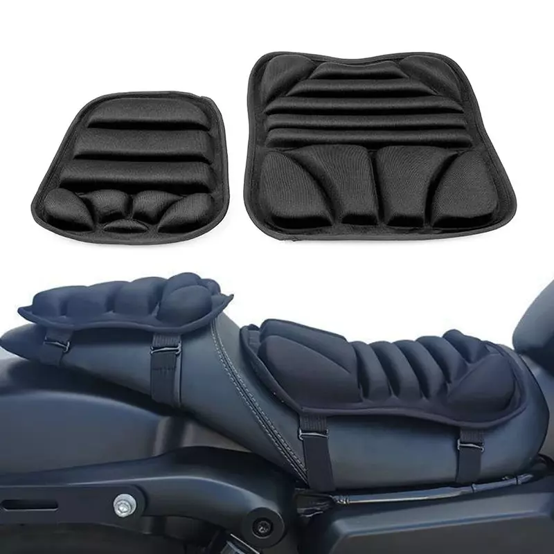 Cojín de asiento de motocicleta, almohadilla de asiento de bicicleta de pasajero 3D, resistente al agua y a los golpes, cojín de aire absorbente, protección de asiento, Juego de 2 piezas