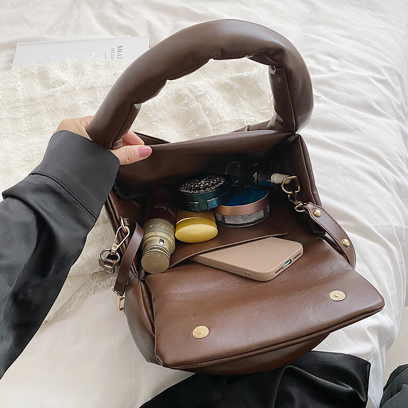 Модная маленькая сумка-тоут с подкладкой, дизайнерские женские сумки на плечо, роскошная вместительная Хлопковая Сумка через плечо из искусственной кожи, зимняя сумочка