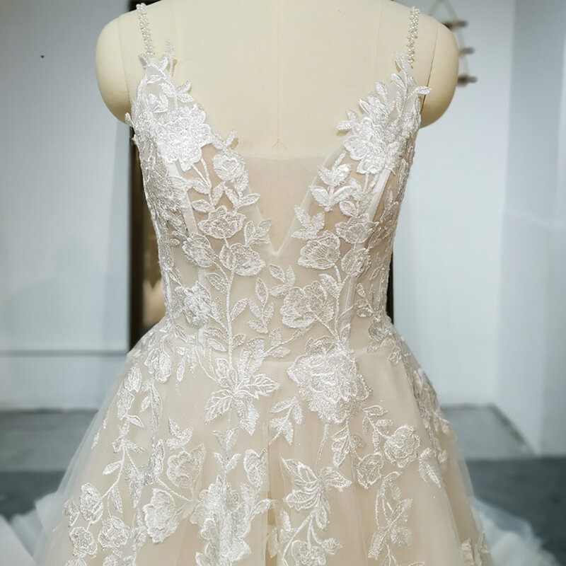Romantische Flash Sale Brautkleider für Frauen 2024 Braut Ballkleid V-Ausschnitt ärmellose rücken freie Reiß verschluss Vestidos de Novia qw01288