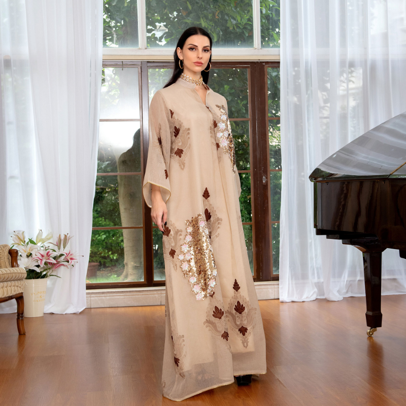 2023 Musulman Abayat Dress Beaded Rayon Robe Femme Musulman Evening Dress Skirt for Middle East, Europe and America.