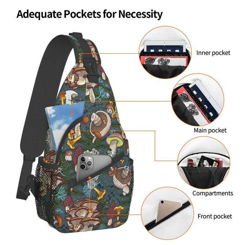 Cool Mushroom Forest Sling Bags for Travel Hiking Men's Chest Crossbody Backpack Shoulder Daypack