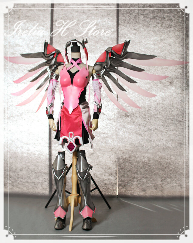 Irelia H-disfraz de Angela Ziegler Rosa StoreCustomized, traje de Cosplay de varita rosa de mercy, zapatos de personal, conjunto completo de alas, Disfraces de Halloween para mujer