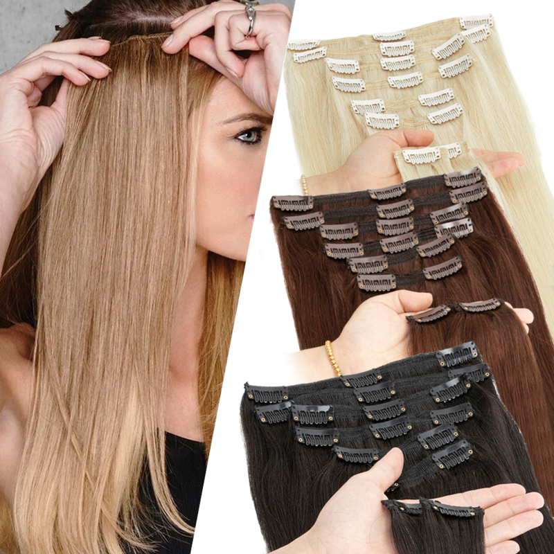 Clip in Human Hair Straight Hair Extensions 30 inches Hairpiece Natural Hair Extensions Full Head Clip In Natural Hair Clip