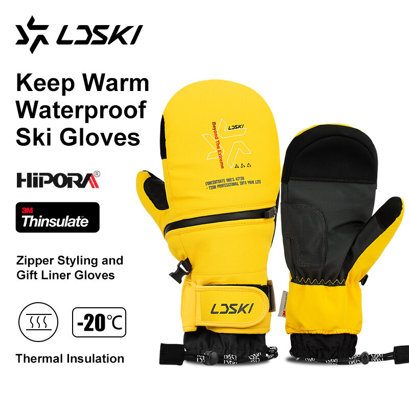 LDSKI Guantes de esquí Mujere Hombre Impermeable Invierno térmicas  cremallera Toque de pantalla  Accesorios de snowboard Quick