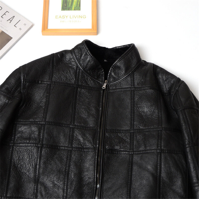 Manteau de fourrure Double face en peau de mouton pour homme et femme, veste chaude et brillante, noire, à la mode, pour l'extérieur, Y3114, XL-4XL