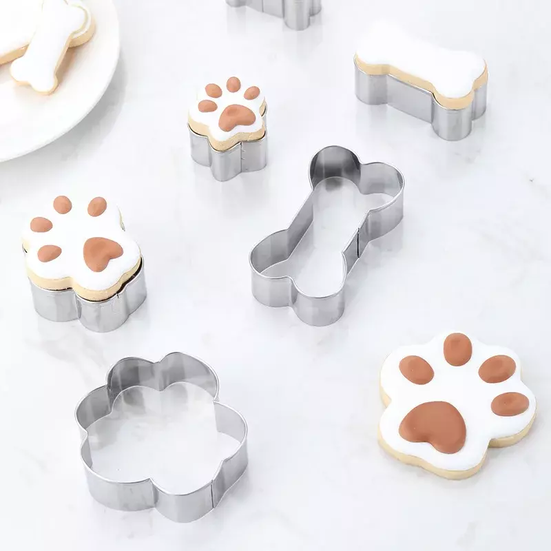 DIY Fondant Biscuit Cookie Cutter Embosser Mold Dog Bone For Cake Chocolate Decorating Tools Pastry And Bakery Baking Kitchen