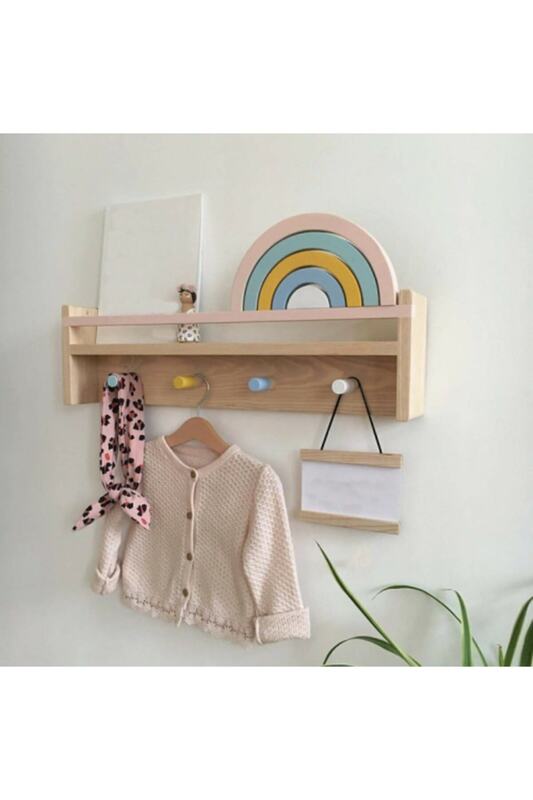 Estantería de Material de madera para niños, Biblioteca Natural de 60 cm, pared para habitación de bebé