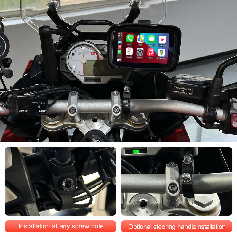 Layar Carplay otomatis Android nirkabel, layar IPSX7 luar ruangan tahan air untuk navigasi sepeda motor Stereo Monitor Bluetooth