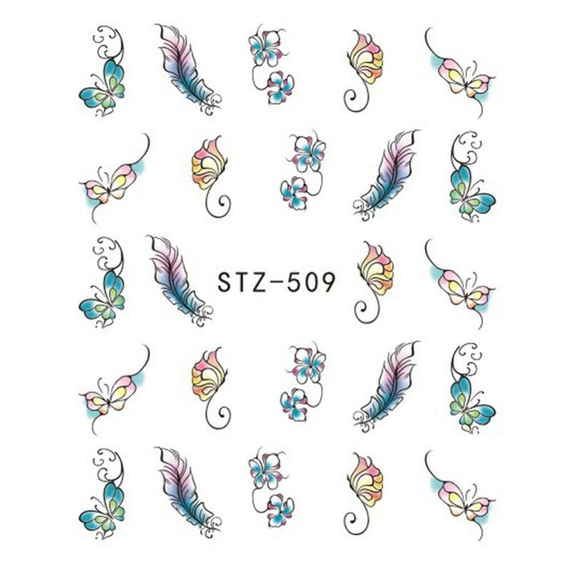 Vintage Flowers Butterfly Water Transfer Art Nail Sticker Manicure decalcomanie fai da te