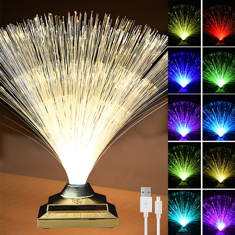 LED Fiber Optic Lamp Color Changing Fiber Optic Light  Night Light Table Ornament for Home Christmas Wedding Party Decor