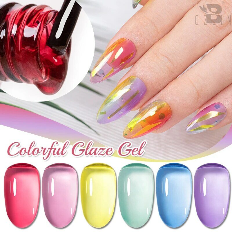 BOZLIN-esmalte de Gel semitransparente para uñas, barniz UV para manicura semipermanente, 6 colores