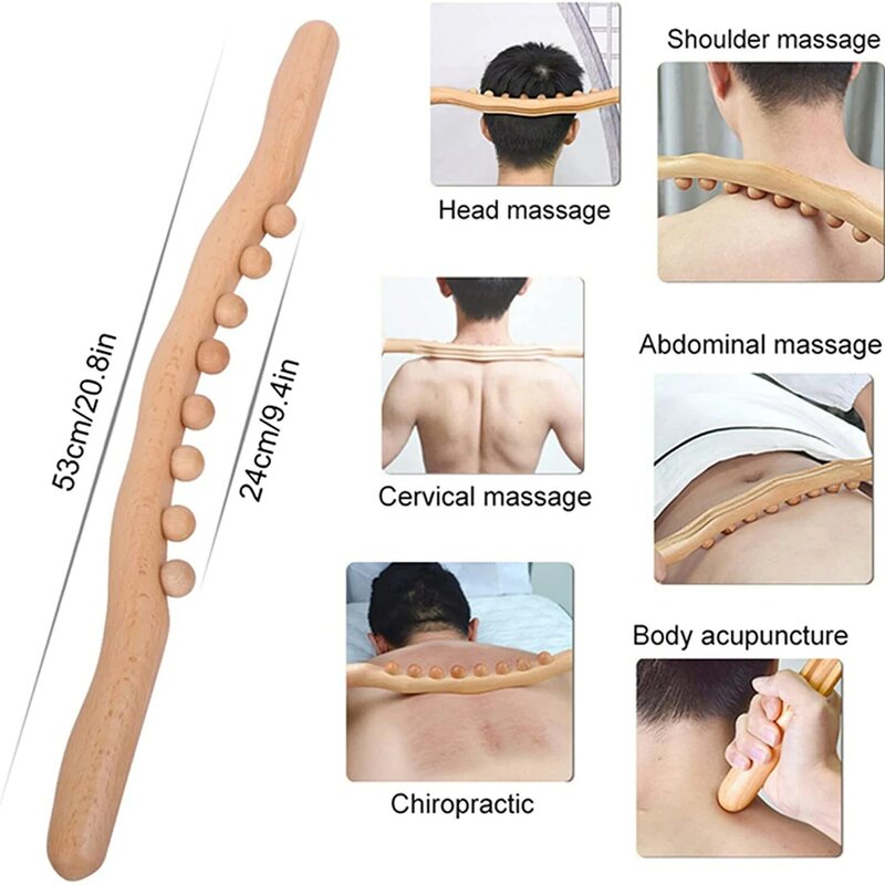 Massager for Body Natural Carbonized Wood Scraping Massage Stick Back Massager SPA Therapy Tool Point Treatment Guasha Relax