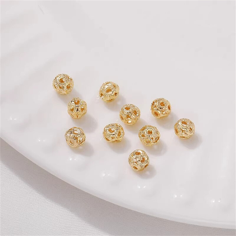 14K Gold Wrapped Hollow Small Flower Ball with Separated Beads Scattered Beads DIY Handmade Bracelet Beaded Accessory Materials
