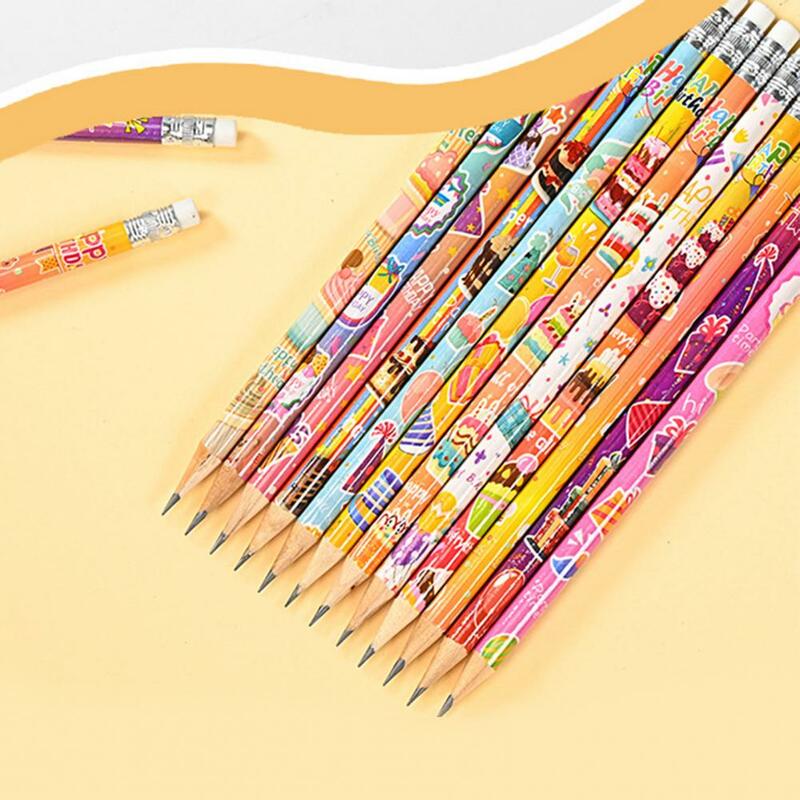 Lehrer Bleistifte Cartoon gemusterte Holz stifte Spaß festliche Geburtstags stifte 24 Holz stifte mit Top Radiergummis für Kinder