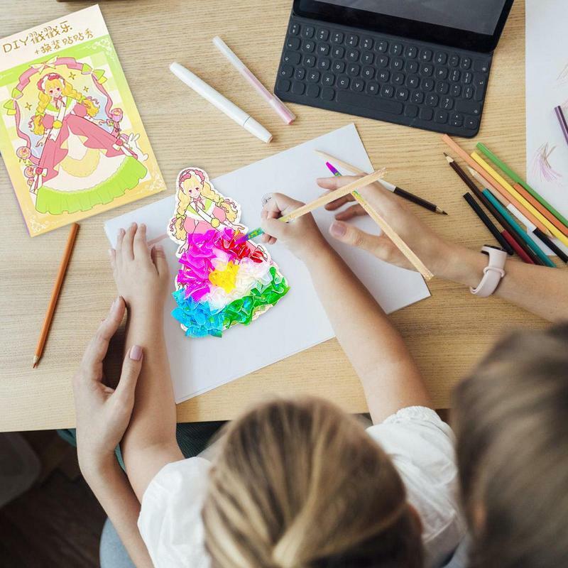 DIY Watercolor Painting Book Set para meninas, poking art, Pocket Puzzle, Puncture Painting, brinquedos