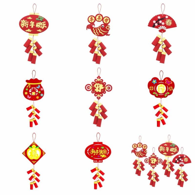 Maroon Chinese Style Decoration Pendant Layout Props Crafts Spring Festival Decoration DIY Toy with Hanging Rope