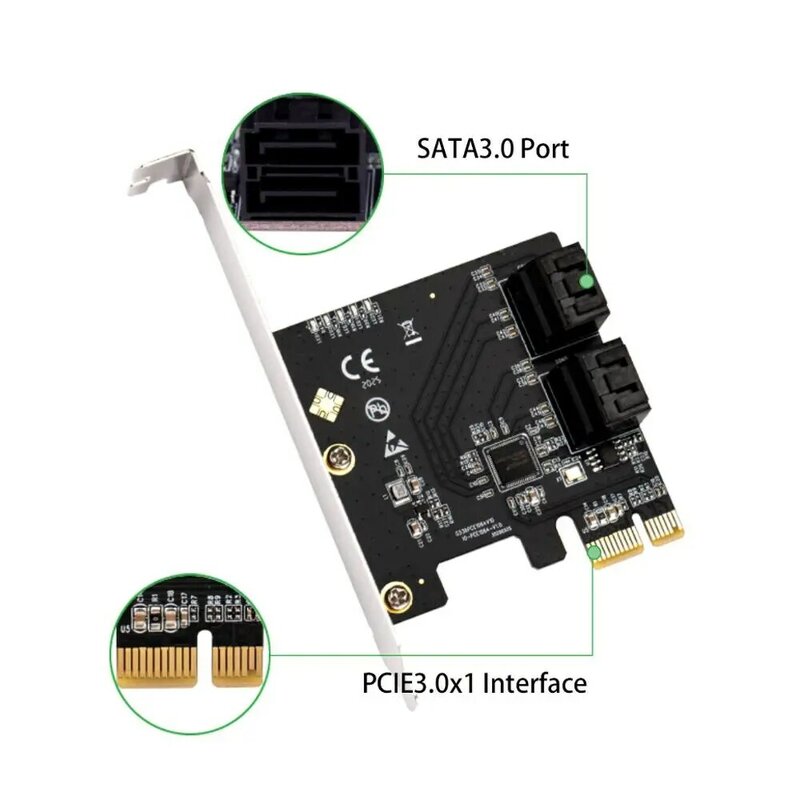 IOCREST PCIe 4 porty 6G SATA III 3.0 karta kontrolera Non Raid PCIe 3.0x1 karta rozszerzeń niskoprofilowy wspornik