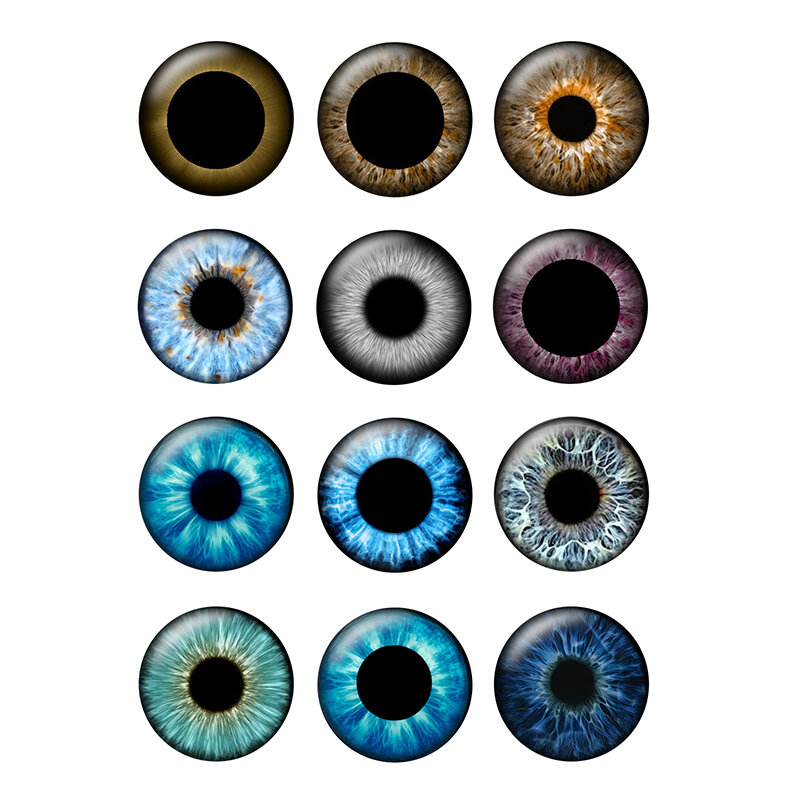 12 Pairs/bag 14mm Thin Glass Cabochons Fit Blythe Doll Eyes Chips for DIY Jewelry Making Supplies H206