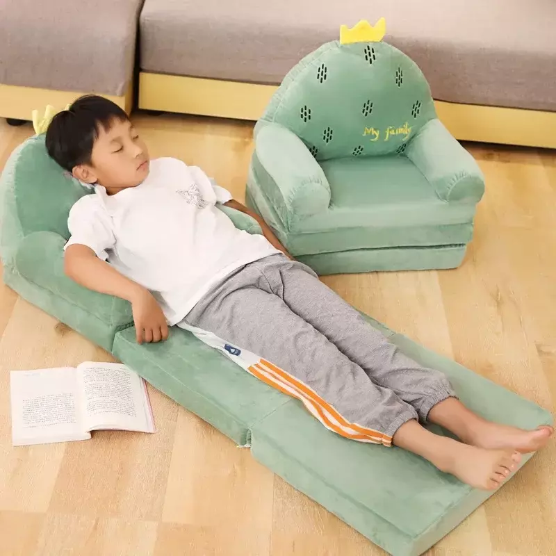 Sofa lipat kartun anak, tempat tidur kecil praktis untuk bayi balita fungsi ganda, kursi malas anak-anak