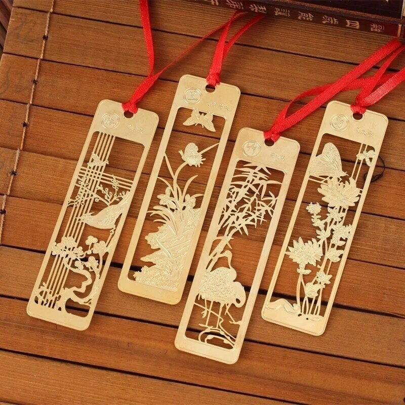 4 pz/lotto segnalibro in metallo per libro creativo articolo regalo carino Kawaii bello stile cinese Vintage squisito casuale