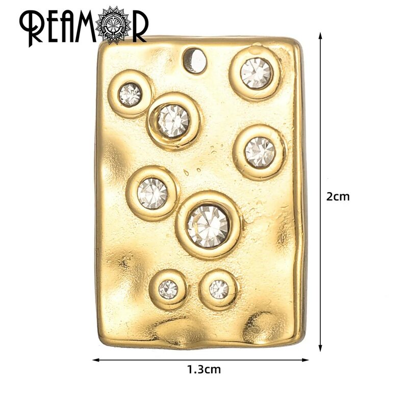 Reamor 3 stücke Edelstahl Micro Inlay Zirkon quadratischen Block Charms für DIY Armband Halskette Anhänger Schmuck machen Ergebnisse