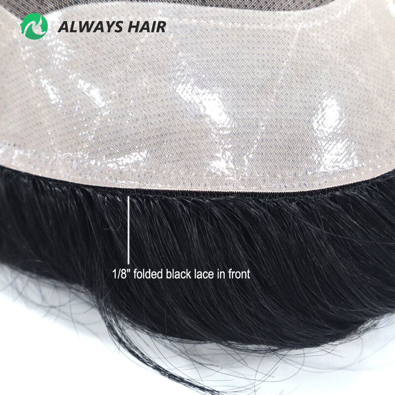 Tahan lama Fine Mono rambut palsu pria 6 "rambut manusia India rambut palsu 130% rambut Denstiy Wig alami untuk pria