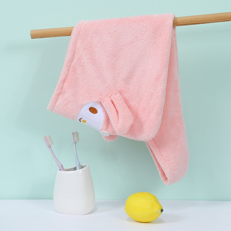 2Pcs/Set Cute Girl Hair Towel Microfiber Hair Cap Quick Drying Hair Towel Strong Water Absorbent Women Wiping Hair Towel Turban