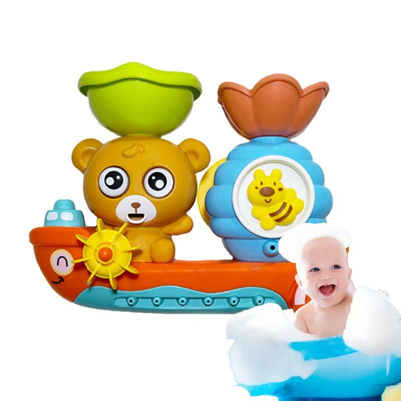 Juguete de barco de oso para bañera, barco de juguete flotante para piscina, yate, barco de vela para bañera, juguete de baño para bebés y niños pequeños