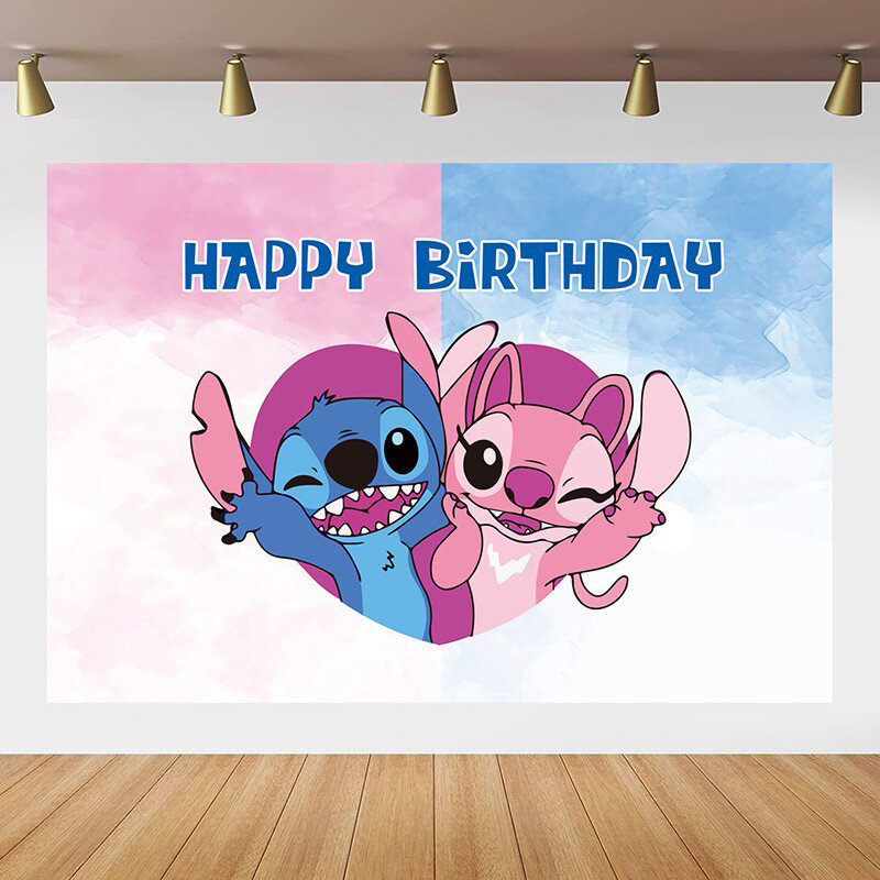 Disney Pink Lilo e Stitch Birthday Party Decorações, Placa descartável, Anjo Balão, Baby Shower, Girls Birthday Party Supplies