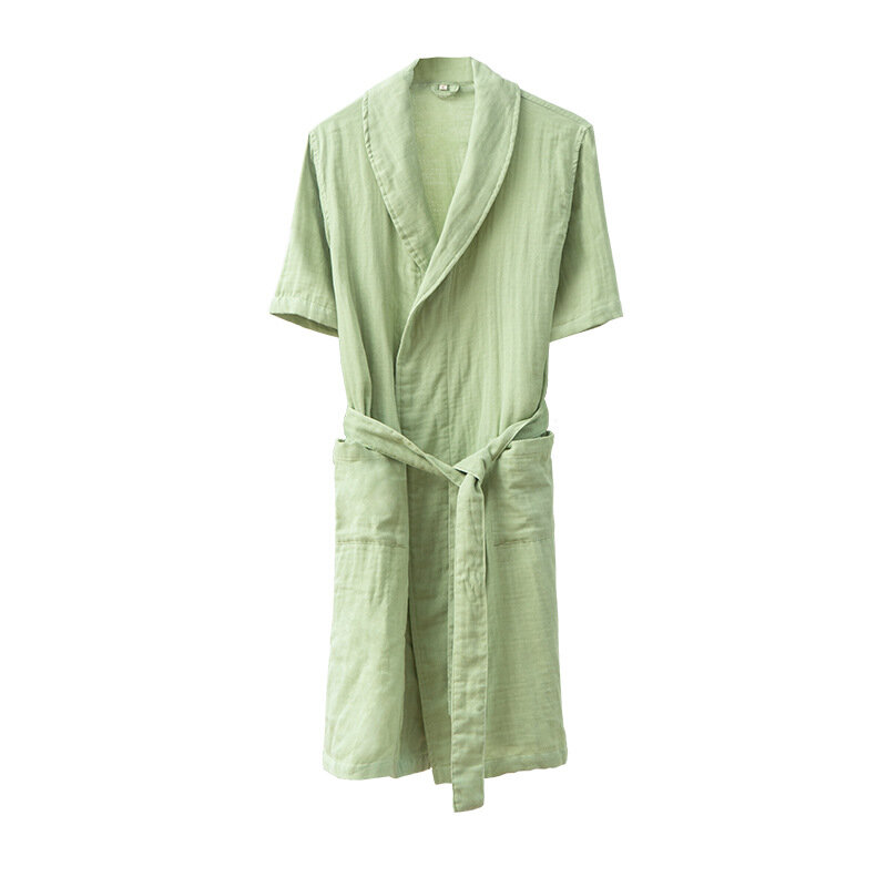 100%Pure Cotton Class A three-layer GauzeBathrobe Nightgown, Home Clothing Water Absorption Skin Friendly Soft Couple Summer