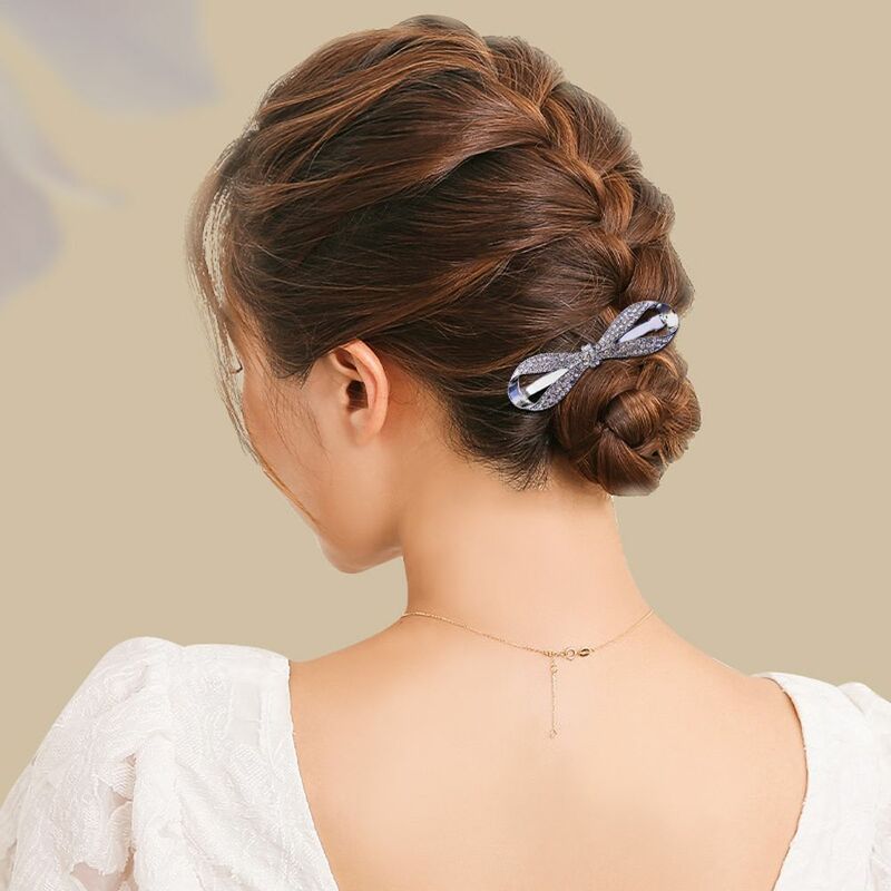Trendy Elegant Zircon Bow For Girls Crystal Women Spring Clip Small Hair Clip Hairgrip Korean Ponytail Holder