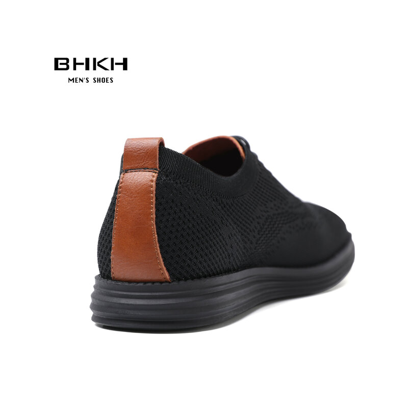 BHKH Male Sneakers Summer Knitted Mesh Casual Shoes Lightweight Casual Shoes Breathable Walking Footwear Shoes For Men
