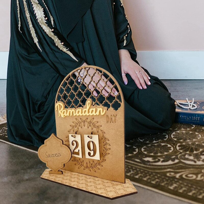 Décorations de calendrier du Ramadan en bois, calendriers de compte à rebours, 30 jours, ornement de fête du Ramadan Eid Mubarak