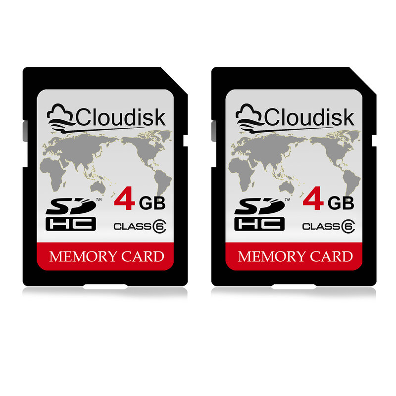 Cloudisk-Carte SD avec motif de carte du monde, cartes mémoire pour appareil photo, classe 4, 128 Mo, 4 Go, 2 Go, 1 Go, 2 pièces