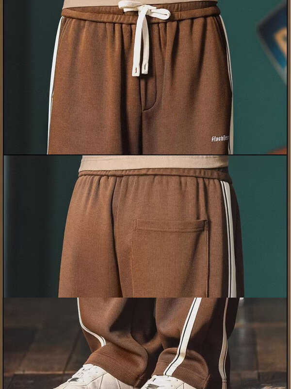 Брюки мужские повседневные спортивные, прямые свободные спортивные штаны на завязках, с эластичным поясом, на весну/осень