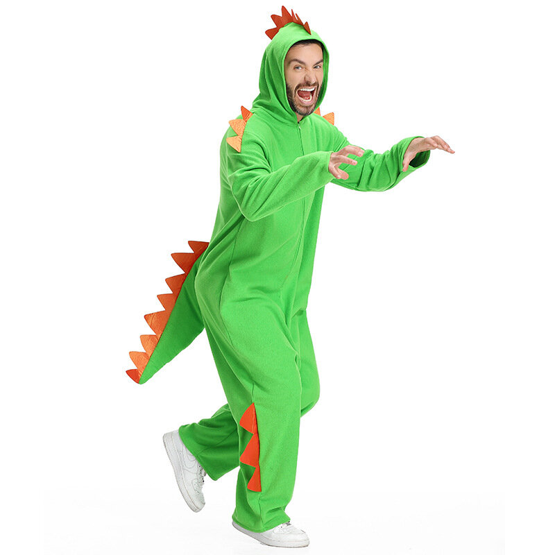 Комбинезон Greem в виде динозавра, забавная Пижама, женская и мужская одежда в виде животного, праздничный наряд для вечеринки, кигуруми, дизайн на молнии с длинным рукавом