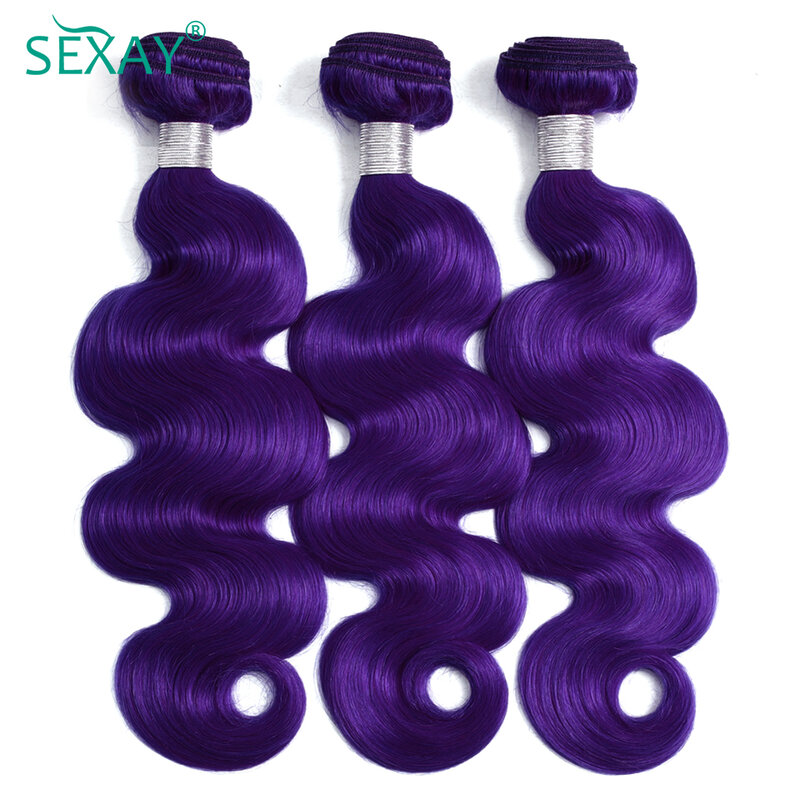 Sexay Purple Human Hair Bundles With Closure Baby Hair Indian Body Wave Hair Weave 28 Long Hair Bundles With 4x4 Lace Closures