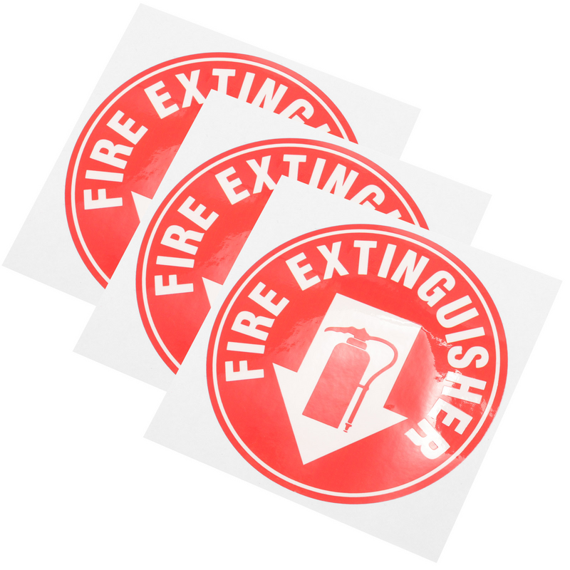 3 Pcs Fire Extinguisher Sticker Adhesive Round Waterproof Stickers Safety for Office The Pet Sign