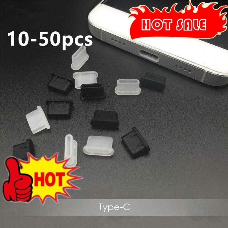 Tipo-C Silicone Poeira Plugs, Telefone Porta de Carregamento USB, Capa Protetora, Tampa Anti-poeira para Samsung, 10-50Pcs