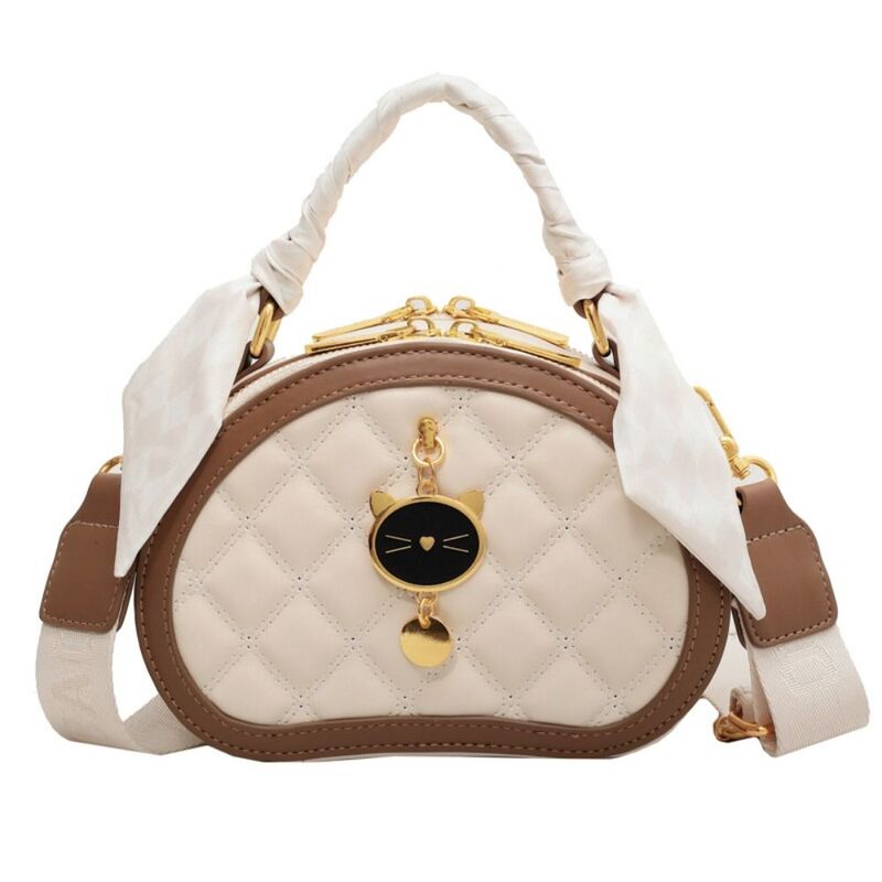 Tas selempang kulit Pu perempuan, dompet besar sederhana, tas kurir dengan sabuk tas tangan