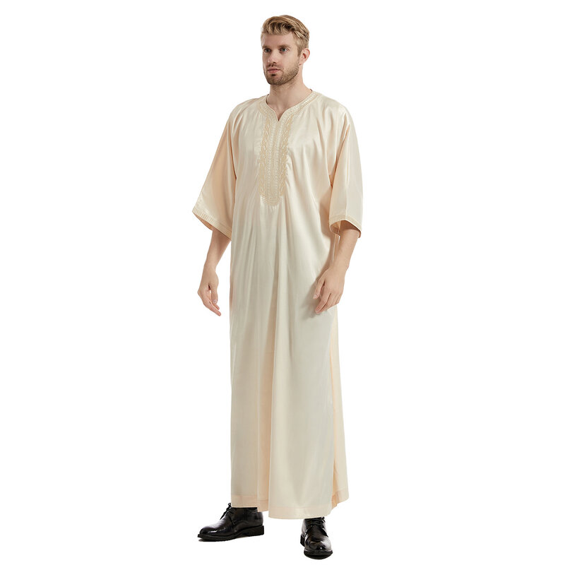Robe longue musulmane pour hommes, vêtements islamiques pour le Ramadan, Abaya, Robe saoudienne, Caftan Jubah, Robe de Dubaï