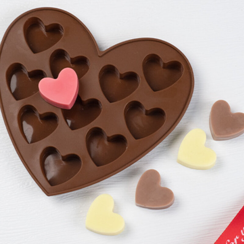 Cetakan cokelat silikon Cinta Multi ukuran Set memanggang Jelly permen hati cetakan kue es Set pembuat sabun lilin hadiah Hari Valentine