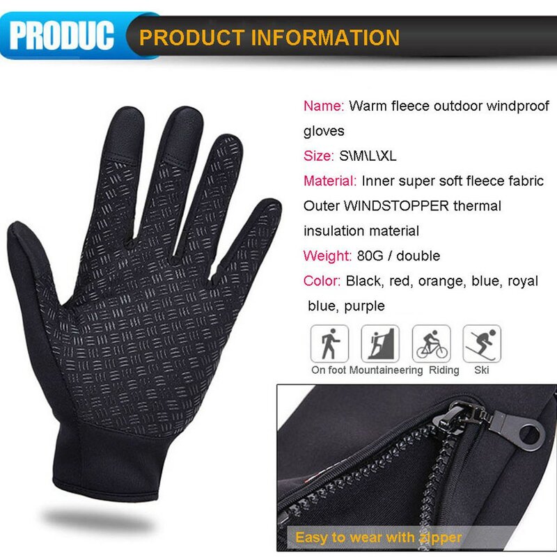 Теплые перчатки для сенсорного экрана, для езды на открытом воздухе, вождения, мотоцикла, водостойкие, ветрозащитные, Нескользящие, для мужчин и женщин