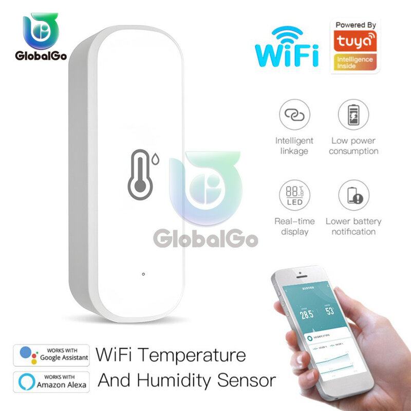 Tuya ZigBee/Wifi สมาร์ทความชื้นและอุณหภูมิ Sensor เครื่องตรวจจับความชื้นเครื่องวัดอุณหภูมิสมาร์ทโฮมความปลอดภัยทำงาน