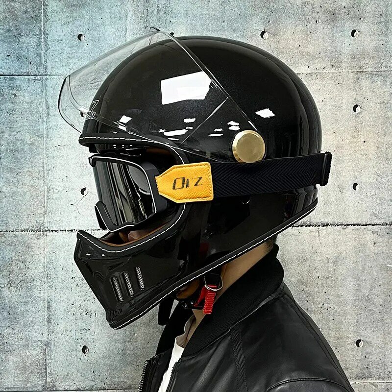 Dot-approved, motorcycle full-cover vintage helmet, Cafe cruiser helmet, PC lenses, suede lining