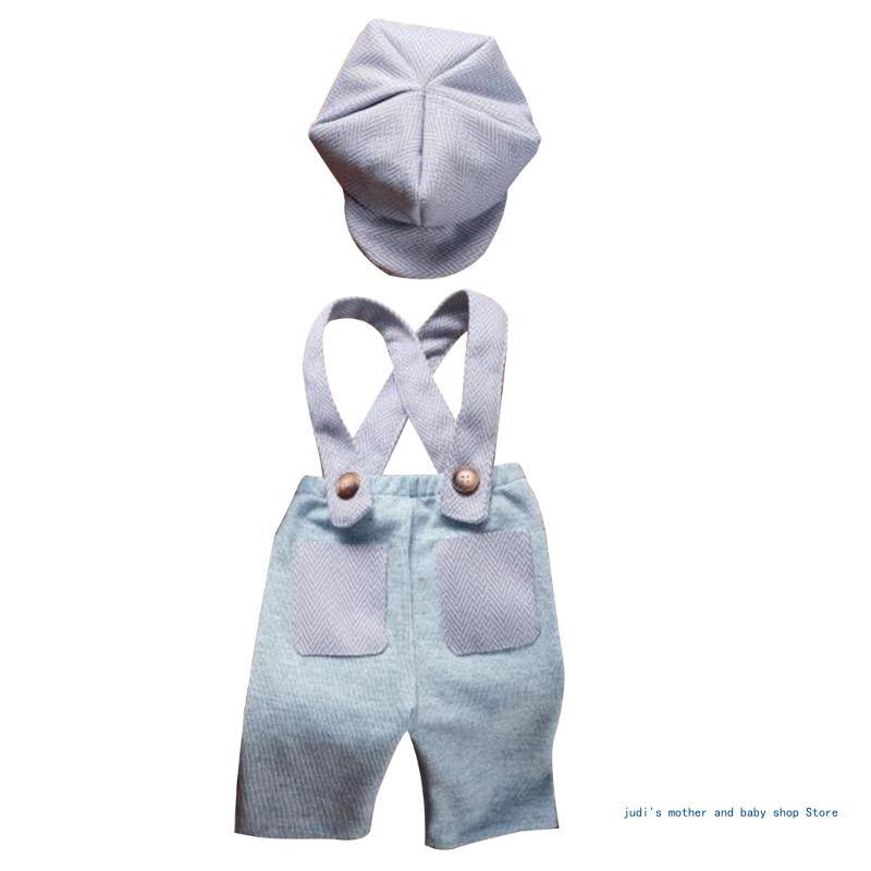67JC 2-Pieces Lovely Baby Boy Girls Clothes for Newborn Photography, Infant Hat and Pants Set Costume Clothes Photo Props