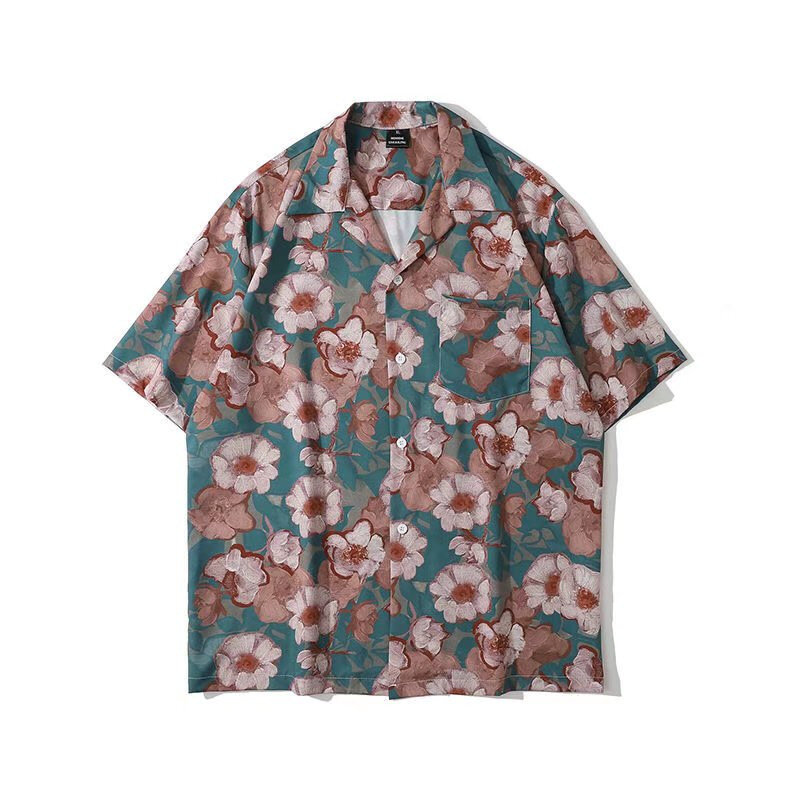 Рубашка мужская с цветочным принтом, Повседневная стильная крутая красивая футболка в стиле Харадзюку, в японском стиле, в стиле Хай-стрит, на лето